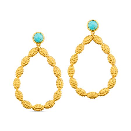 Turquoise Drop dangle earring, Brass 22k gold plated, Wholesale jewelry